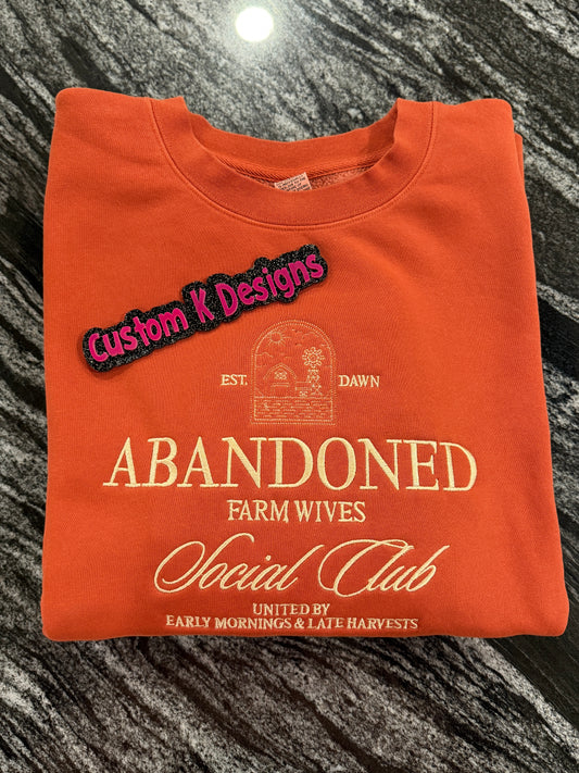 Abandoned Farm Wives Social Club embroidered crewneck