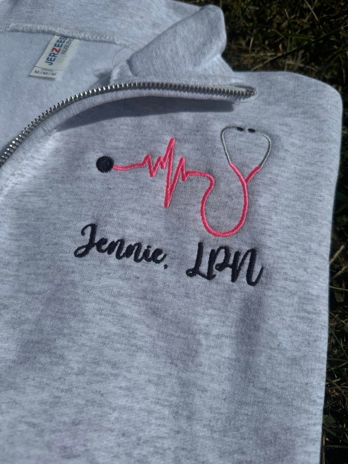 Personalized Embroidered Nurse Quarter Zip | Custom Name and Credentials | RN, LPN, STNA, CNA, MA