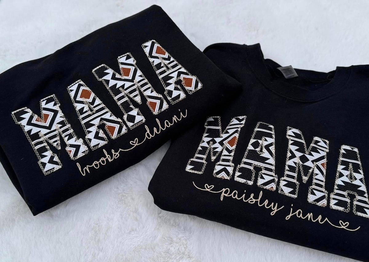 MAMA Aztec embroidered crew/hoodie