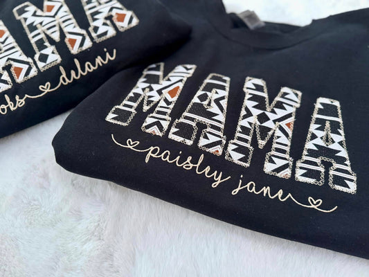 MAMA Aztec embroidered crew/hoodie