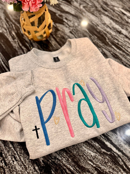 PRAY embroidered crew/hoodie