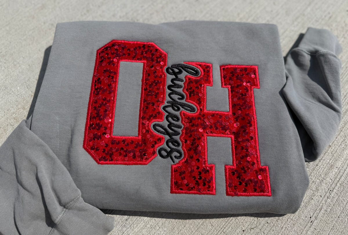 OH Buckeyes sequin Crewneck