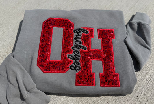OH Buckeyes sequin Crewneck