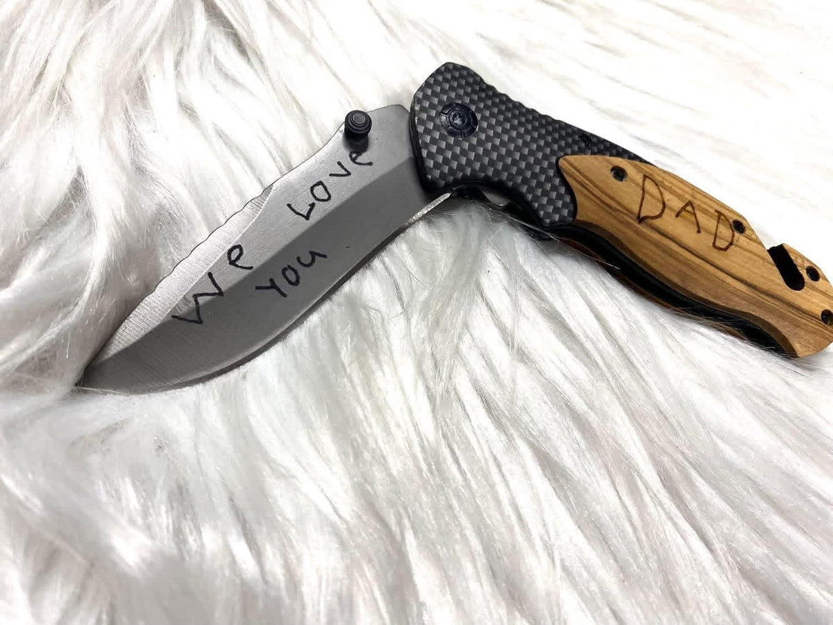 Personalized Engraved Pocket Knife | Custom Handwriting Gift for Dad, Grandpa, Husband