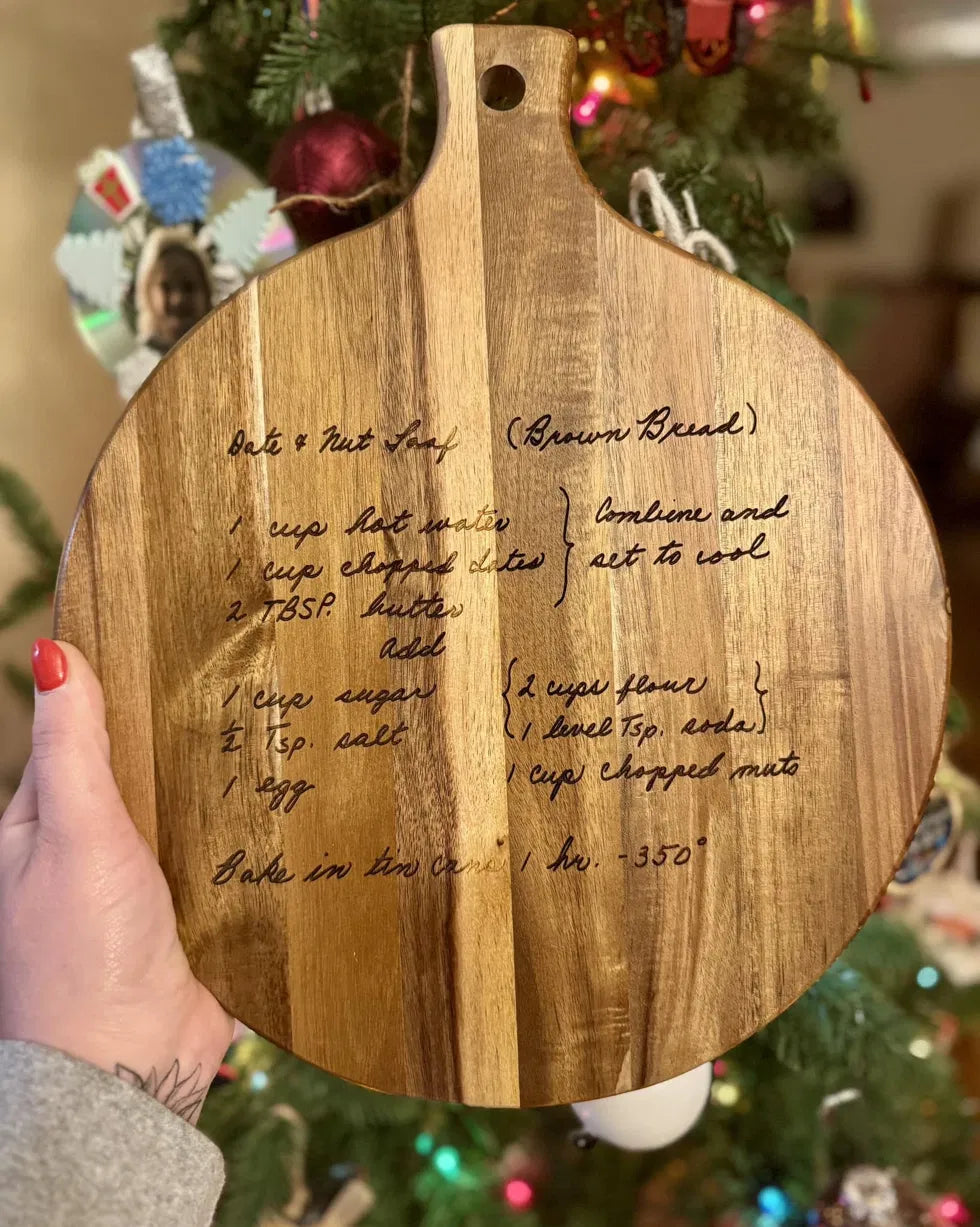 Handwritten Recipe Cutting Board | Personalized Engraved Keepsake in Loved One’s Handwriting