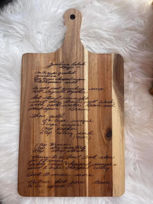Handwritten Recipe Cutting Board | Personalized Engraved Keepsake in Loved One’s Handwriting